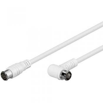 Cable SAT Goobay 1,5 m con conector F-Quick acodado, doble apantallado, 85 dB, color blanco