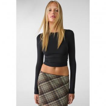 Stradivarius Women's Sculpting Long Sleeve Polyamide T-shirt - Black XS