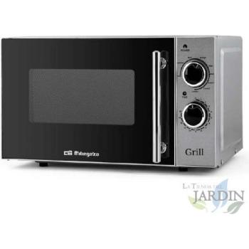 Microondas Orbegozo 20L, 700W, Grill 900W, Inoxidable, 5 Niveles de Potencia, 3 Modos Combinados
