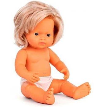 Muñeco Bebé Caucásico 38 cm con características europeas, incluye bolsa Miniland 31052