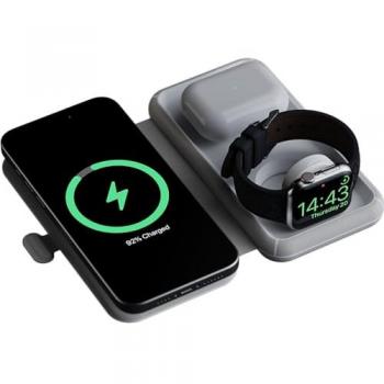 Cargador Inalámbrico Plegable de Viaje 3 en 1 Xtorm - 15W, USB Tipo-C, Color Gris