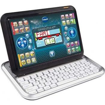 VTech Genio Little App, Juguete para aprender en casa, ordenador tablet educativo para jugar en dos modos distintos, 80 actividades que enseñan letras, inglés, matemáticas, ciencias, negro