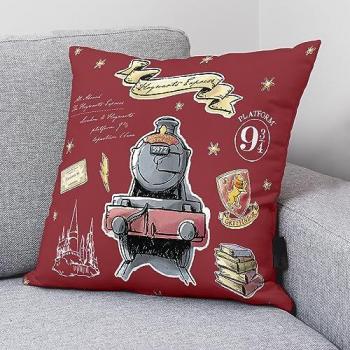 Funda de cojín 100% algodón multicolor suave Team Friends B 45x45cm y Harry Potter Hogwarts Express burdeos 50x50cm
