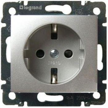 Toma doble 2P+TT con tornillo VALENA de aluminio LEGRAND 770121