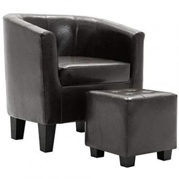 vidaXL Sillón con reposapiés, marrón