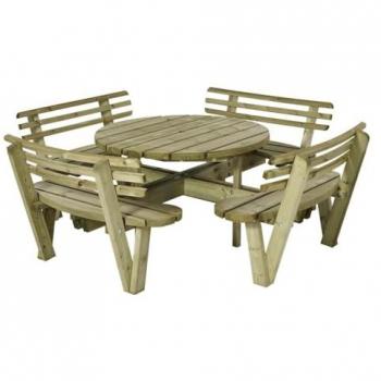 Grupo de Comedor de Jardín PLUS Kombimöbel - Redondo, 1 pieza, 237x237x72/84 cm, con Respaldo