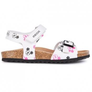 Sandalias Geox Adriel Blanco para Niña con diseño de cuero