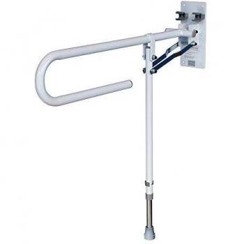 Mobiclinic, Barra auxiliar para baño, Cimbra, Marca Española, Barra abatible de baño para minusválidos, Doble asidero de baño con pie, Barra de apoyo para mayores con altura regulable, 15x75 cm