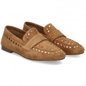 Mocasines de mujer en ante con tachas