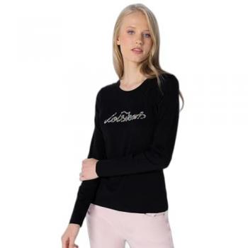 Camiseta Básica de Manga Larga para Mujer Lois Jeans con Logo de Piedras-Joyas