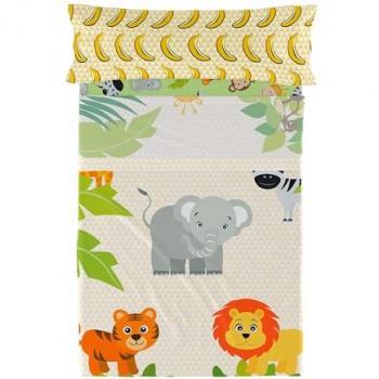 Juego de Sábanas Happyfriday Wild 2 Piezas 100% Algodón Multicolor 150 TC - 180x270 cm (Cama 105) Fabricado en España
