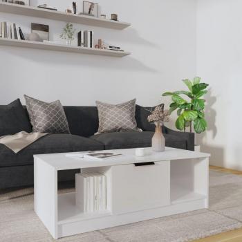 Mesa de centro madera contrachapada brillo blanco 102x50x36 cm