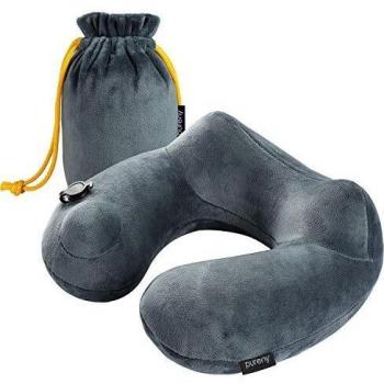 Purefly Almohada de viaje,con soporte de cuello. Inflable, super suave y compacta para dormir en el avión, coche y tren. Con bolsa de transporte. Suave y ergonómica. Diseño talla única. Nombrada Invento del Año 2014