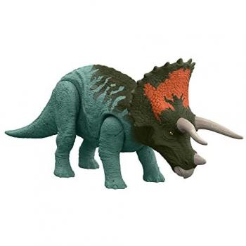 Dinosaurio de acción Triceratops Jurassic World Dominion Roar Strikes HDX40 con sonidos, juguete para +4 años (Mattel)