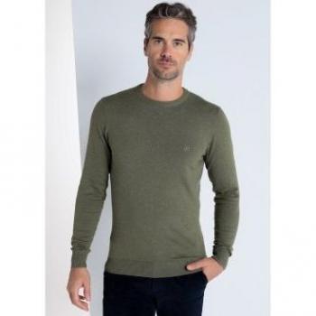 Bendorff Jersey básico con cuello caja verde oliva para hombre