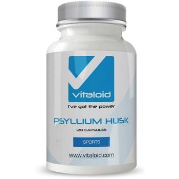 Fibra Orgánica Cáscara de Psyllium Vitaloid - 120 Cápsulas - Rico en fibra orgánica soluble - Complemento de fibra dietética - La cáscara de psyllium proporciona una gran cantidad de fibra soluble no digerible. Esta fuente natural de fibra Psyllium 