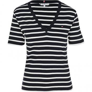 Camiseta Tommy Hilfiger Slim Fit V-Cuello Corto Azul Oscuro XS