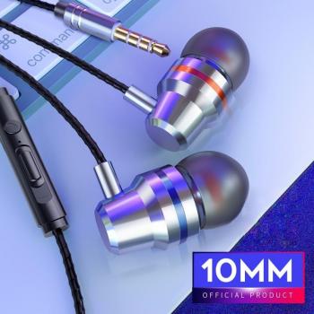 Auriculares con cable de 3,5mm, metálicos, con micrófono, estéreo y subwoofer para videojuegos - Compatible con Xiaomi y Huawei