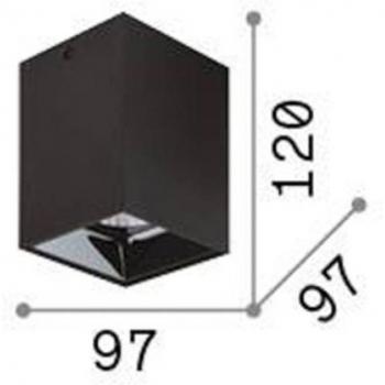 Downlight LED Integrado Cuadrado Nitro Ideal Lux, negro mate, altura 12 cm, 2350Lm, 3000K