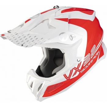 Casco de motocross SCORPION VX-22 Air Ares blanco / rojo neón