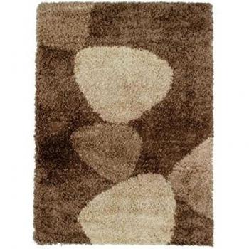 Alfombra de pelo largo densa y suave con diseño de piedras 120 x 170 cm Marrón Moka
