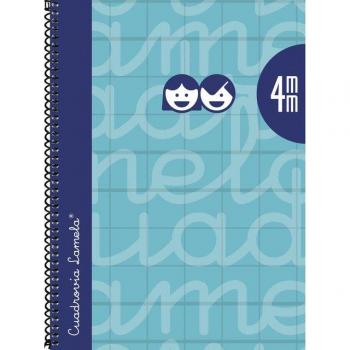 Cuaderno espiral forrado 4mm folio Lamela, 80 hojas, 90g, color turquesa, cuadrícula extradur