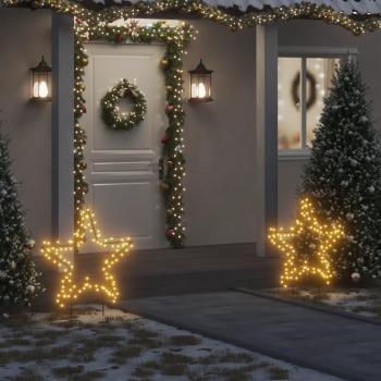 Estrella de Luz Decorativa Navidad con Estacas 115 LED 85 cm Color Negro y Verde