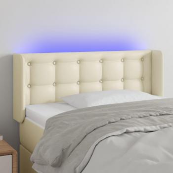 Cabecero Led Crema 83x16x78/88 cm en Cuero Sintético con Iluminación LED