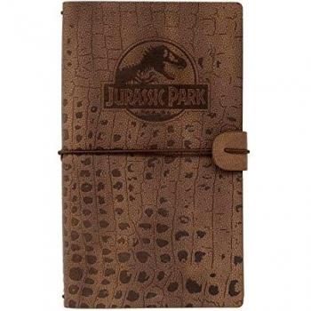 Cuaderno de viaje Jurassic Park - Cuaderno de notas - Cuaderno cuero sintético 19,6X12cm | Diario personal - Bloc notas marrón - Producto con licencia oficial