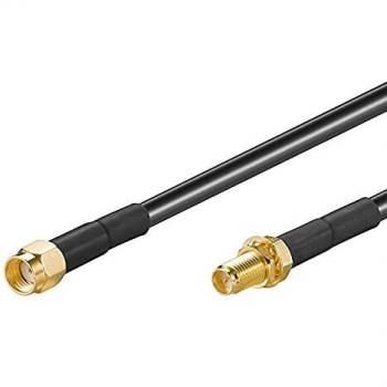 51677 Cable de extensión de antena WLAN RP SMA macho a RP SMA hembra, 3 metros, negro