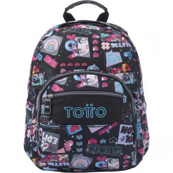 Mochila Totto Tempera escolar pequeña color negro Misato