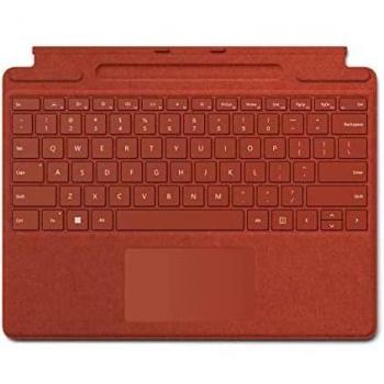Microsoft Surface Pro Signature Type Cover - Funda con Teclado, Color Rojo Alcántara, Compatible con Surface Pro 8 y Surface Pro X, Distribución QWERTY Español