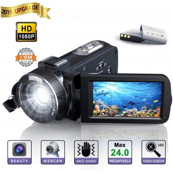 Camara de Video, Videocamara Full HD- YUNDOO Full HD 1080p 24.0MP Videocámara Digital, 3.0 Pulgadas 270 Grados Pantalla LCD giratoria 16X Zoom Digital Cámara de Video Youtube