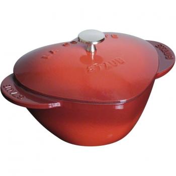 Cocotte corazón cereza de hierro colado Staub