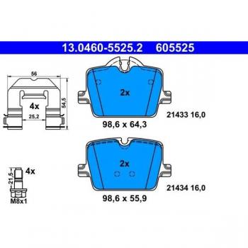 Juego de pastillas de freno ATE 13.0460-5525.2, Trasero
