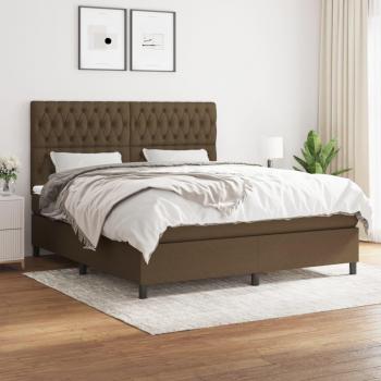 Cama box spring suave con colchón marrón oscuro 180x200 cm Tela Vidaxl