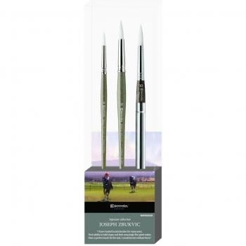 ESCODA Set 3 Pinceles Acuarela - N.8,10,12 Redondo Punta Pelo Sintético Set 1 Joseph Zbukvic Serie Perla Profesional Fabricado a Mano en España.