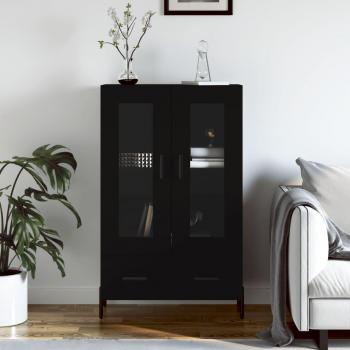 Aparador alto de madera de ingeniería negro 69,5x31x115 cm mueble de almacenaje para salón buffet armario auxiliar armario de almacenamiento