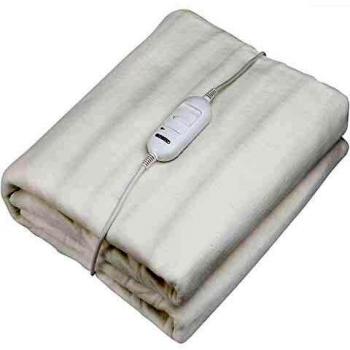 Manta eléctrica doble Calientacamas térmico y lavable azul-gris Fleece 190x80cm con 2 niveles de calor y 2 zonas