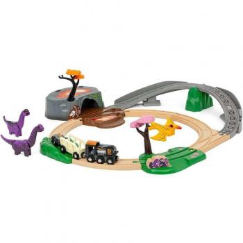 Tren de Madera Brio Aventura Dinosaurios - Set de Construcción 21 Piezas, Juguete para Niños a Partir de 3 Años