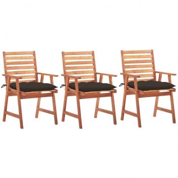 Sillas de Comedor de Jardín de Madera Maciza Acacia con Cojines