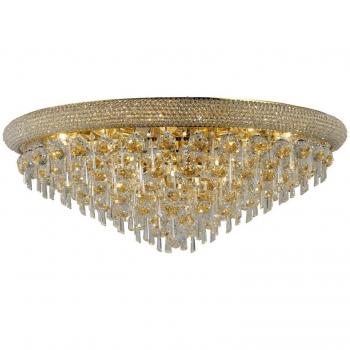 Lámpara de techo Alexetra 16 bombillas oro / cristal, con diseño elegante en color oro y detalles de cristal, ideal para iluminación decorativa en espacios amplios