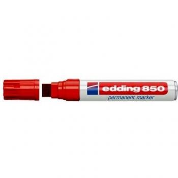 edding 850 marcador permanente - rojo - 5 rotuladores - punta biselada 5-15 mm - para marcas llamativas - resistente al agua, secado rápido, indeleble - para cartón, plástico, madera, metal, vidrio