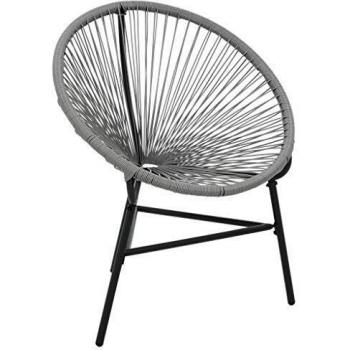 vidaXL Modern & Stylish Garden Dining Moon Chair Poly Rattan Grey