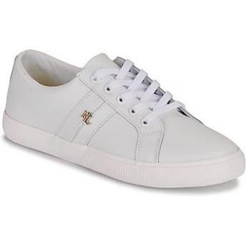 Zapatillas de mujer Lauren Ralph Lauren Janson II en blanco, modelo bajo, de piel con aplicación de logo