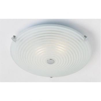 Lámpara de techo empotrada Roundel con 2 luces, cromo y cristal, blanco esmerilado, vidrio transparente estampado, casquillo E14