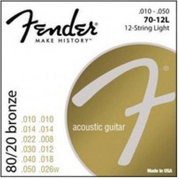 Fender 70-12L 80/20 Bronze Acoustic Guitar Strings 10-50 for 12-String Guitars