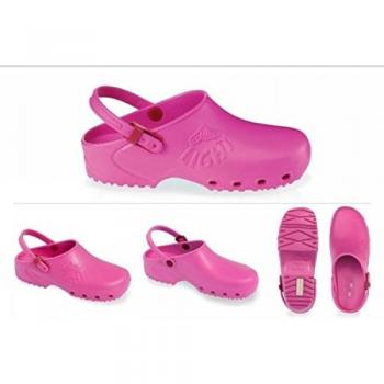 Zuecos profesionales sanitarios Calzuro, ligeros, con marcado CE, colores blanco, verde, lila, rosa, naranja, azul, negro Rosa Size: 39 EU
