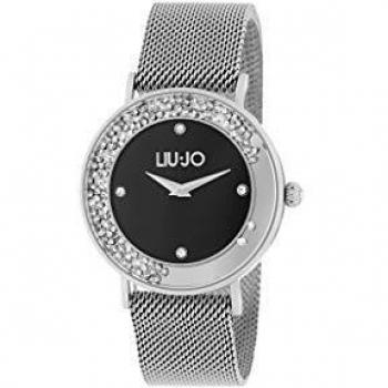 Liu Jo Luxury Dancing Slim Quartz Watch TLJ1342 Silver Black Stainless Steel with Crystals