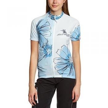 Jolly Wear Radsport Kurzarmtrikot Sommer Camiseta de Manga Corta de Verano, Mujer, Blanco/Azul/Azul Marino, XL